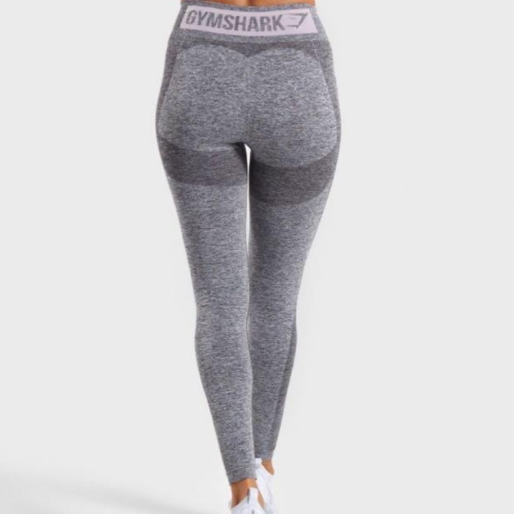 Gymshark Flex Athletic High Waisted Leggings Gray with Pink Logo